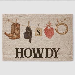 Western Cowboy Welcome Coir Mat Entryway Decor