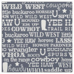 Western Cowboy Word Pattern on Dark Blue Fabric