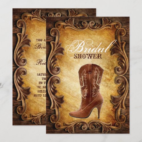 western cowboyboots vintage bridal shower announcement