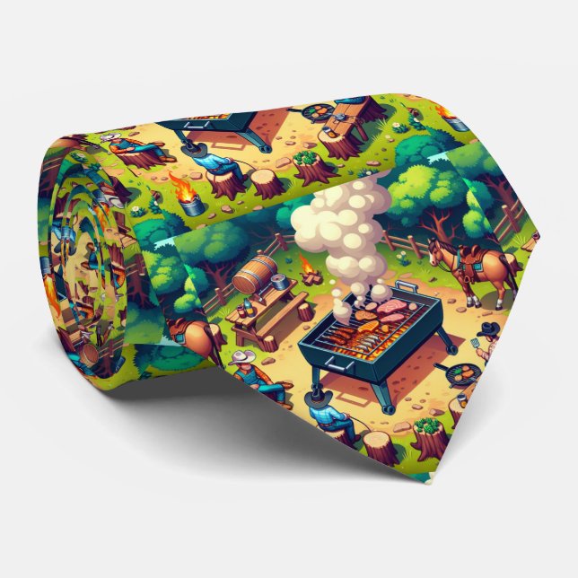 Western Cowboys Cooking Grilling Neck Tie (Rolled)