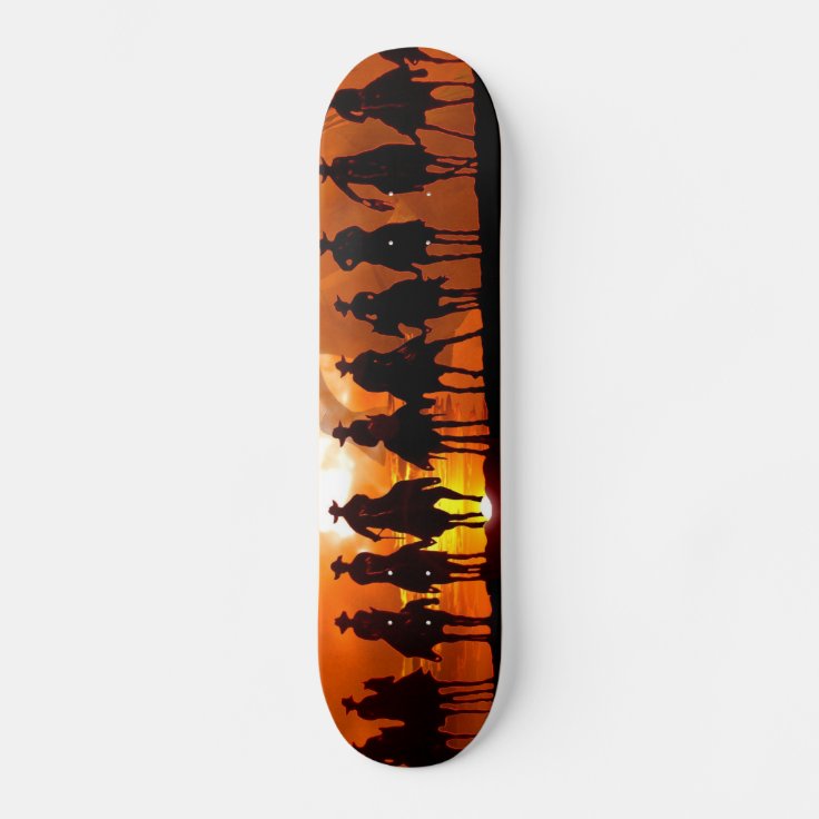 Western Cowboys sunset wild west Skateboard deck Zazzle