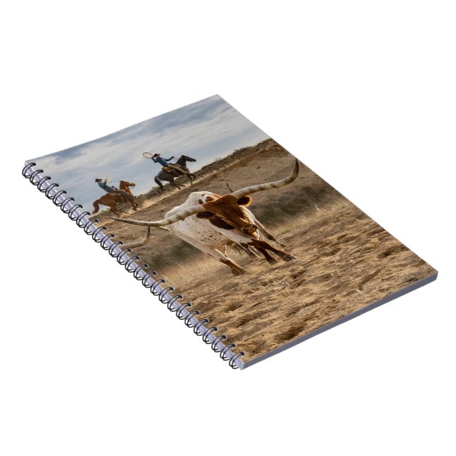 Western Cowboys with Longhorn Cattle Notebook (Right Side)