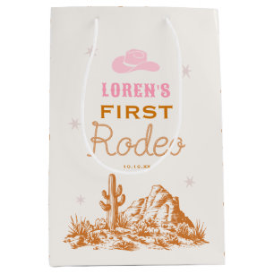 Western Cowgirl 1st Rodeo Birthday Medium Gift Bag