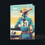 Western Cowgirl 21st Birthday Rodeo Custom Card<br><div class="desc">Art by Dancing Cowgirl Designs for the Rodeo Days Store.</div>
