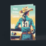 Western Cowgirl 21st Birthday Rodeo Custom Card<br><div class="desc">Art by Dancing Cowgirl Designs for the Rodeo Days Store.</div>