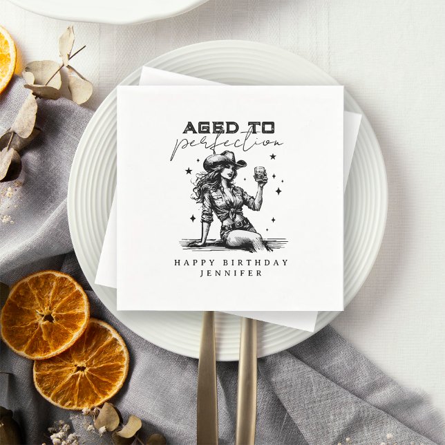 Western Cowgirl Aged to Perfection Birthday Party  Napkins (Creator Uploaded)