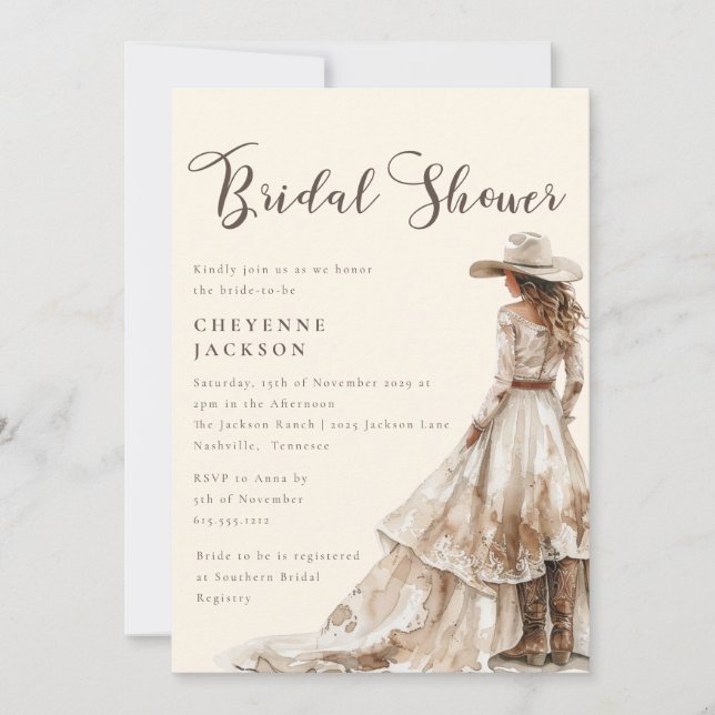 Western Cowgirl and Lace Bridal Shower  Invitation (Front)