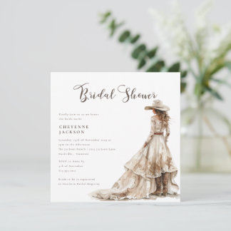 Western Cowgirl and Lace Cowboy Boots Baby Shower Invitation