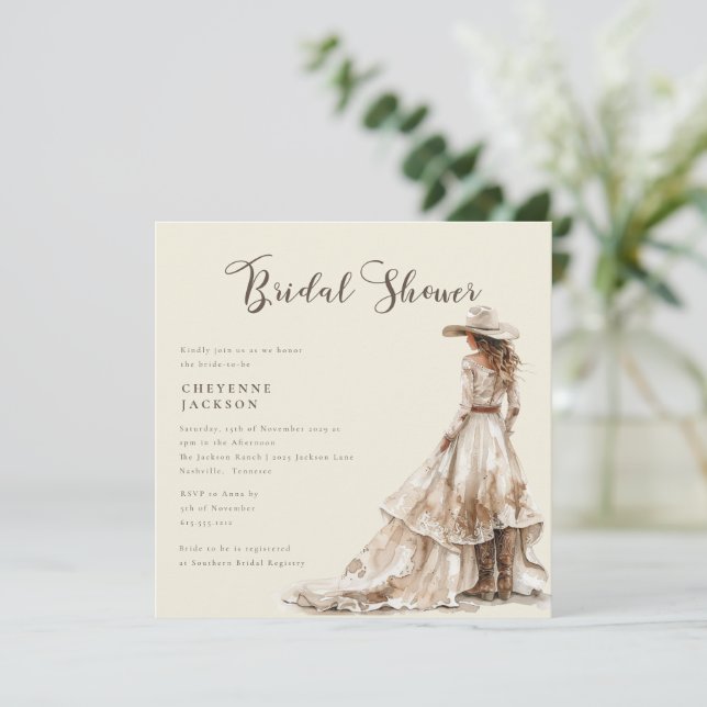Western Cowgirl and Lace Cowboy Boots Baby Shower  Invitation (Standing Front)