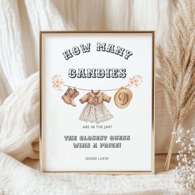 Western Cowgirl Baby Shower How Many Candies Game Poster (Creator Uploaded)
