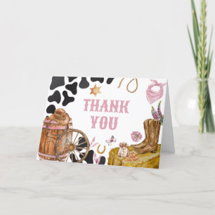 Western Cowgirl Baby Shower  Letterpress Thank You Card