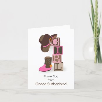 Western Cowgirl Baby Shower Thank You Note by NaptimeCards at Zazzle
