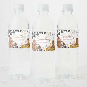 Western Cowgirl Baby Shower Water Bottle Label