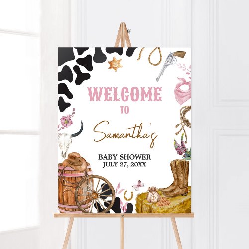 Western Cowgirl Baby Shower Welcome Poster