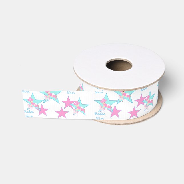 Western Cowgirl Baby With Horse Rodeo Star 1 1/2" Grosgrain Ribbon (Spool)