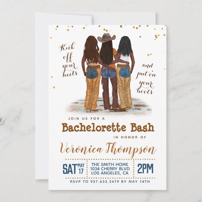 Western Cowgirl Bachelorette Bridal Shower Invitation (Front)