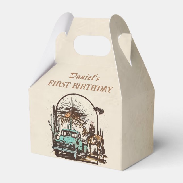Western Cowgirl Birthday Party Favor Box (Front Side)