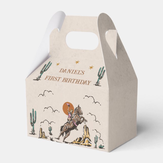 Western Cowgirl Birthday Party Favor Box (Front Side)