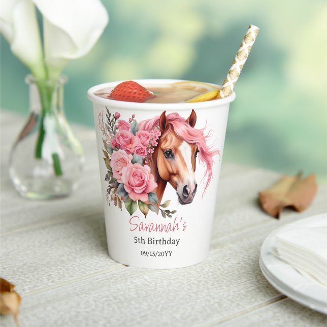 Western Cowgirl Birthday Party Paper Cups (Insitu)