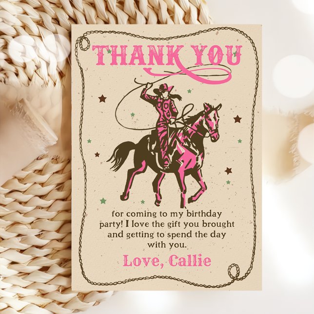 Western Cowgirl Birthday Party Thank You Card (Creator Uploaded)