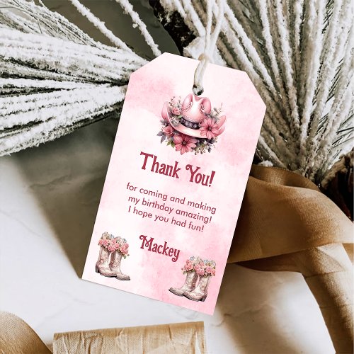 Western Cowgirl Birthday Party Thank You Favor Gift Tags