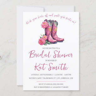 Western Cowgirl Boots and Flowers Bridal Shower Invitation