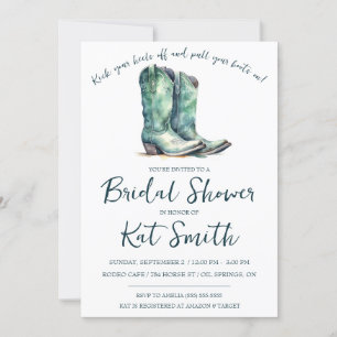 Western Cowgirl Boots and Flowers Bridal Shower Invitation