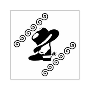 Western Cowgirl Boots and Hat Rubber Stamp