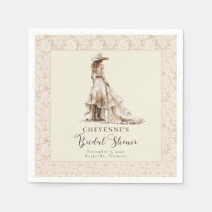 Western Cowgirl Boots and Lace Bridal Shower  Napkins