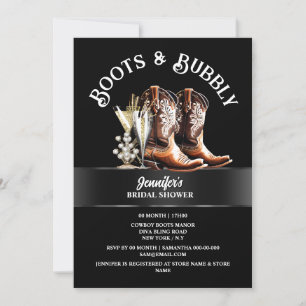 Western cowgirl boots black white bubbly chic invitation