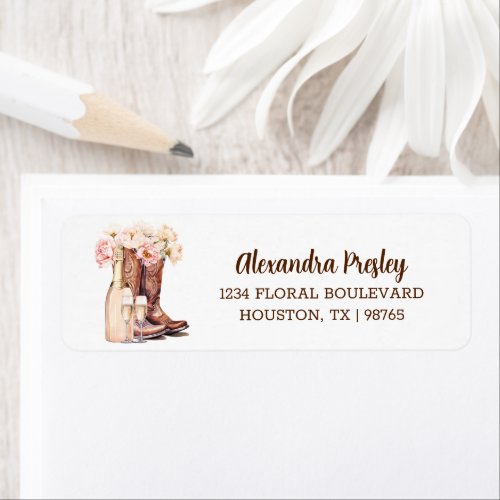 Western Cowgirl Boots Bubbly BRIDAL SHOWER Address Label