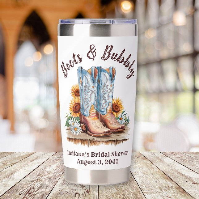 Western Cowgirl Boots & Bubbly Shower Insulated Tumbler (Creator Uploaded)