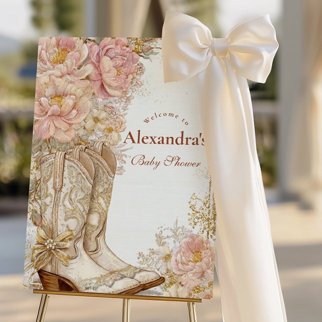 Western Cowgirl Boots Floral Baby Shower Foam Board (Creator Uploaded)