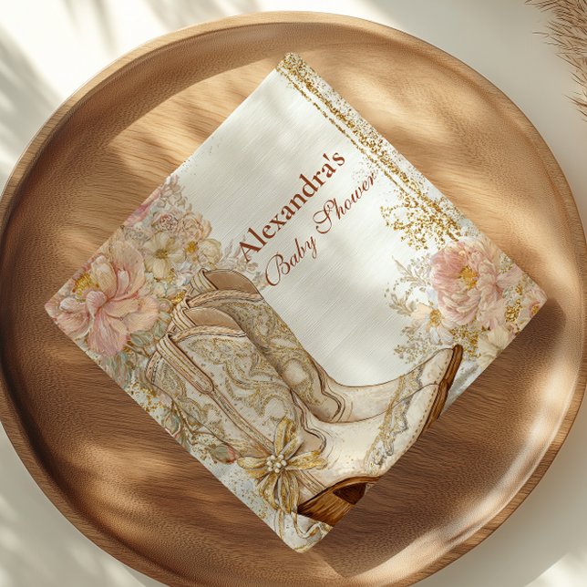 Western Cowgirl Boots Floral Baby Shower Napkins (Creator Uploaded)