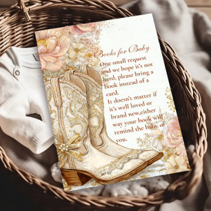 Western Cowgirl Boots Floral Books for Baby Enclosure Card
