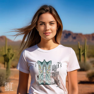 Western Cowgirl Boots Walk By Faith Christian Insp Tri-Blend Shirt
