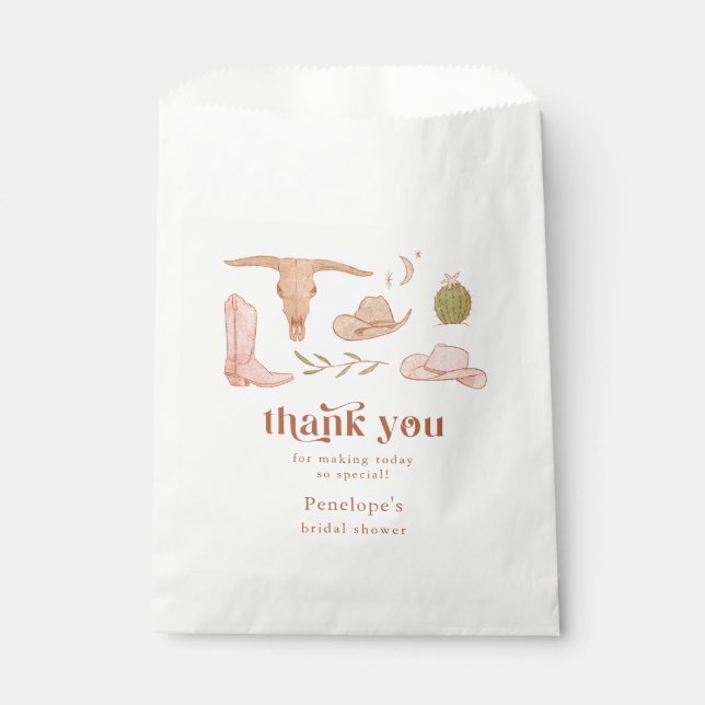 Western Cowgirl Bridal Shower  Favor Bag (Front)