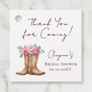 Western Cowgirl Bridal Shower Floral Thank You Favor Tags