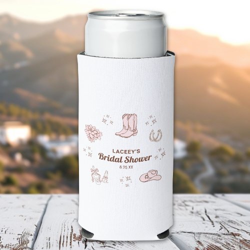 Western Cowgirl Bridal Shower Party Favor Seltzer Can Cooler