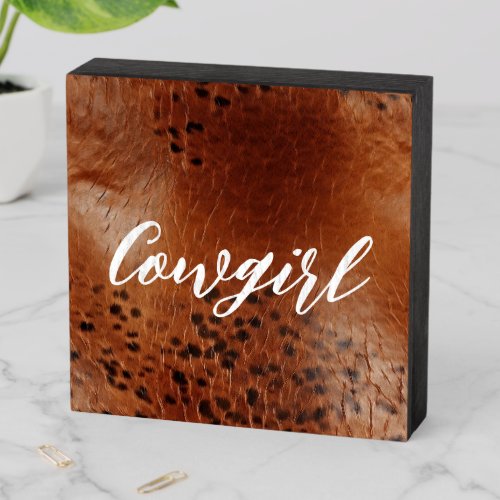 Western Cowgirl Brown Black  Wooden Box Sign