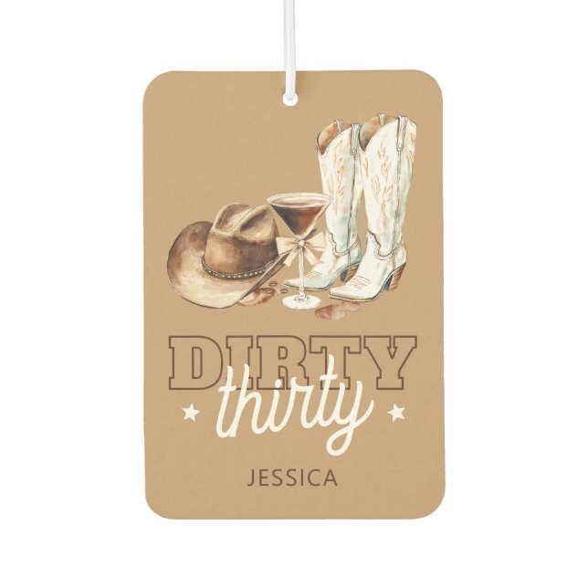 Western Cowgirl Brown Dirty Thirty 30th Birthday Air Freshener (Front)