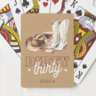 Western Cowgirl Brown Dirty Thirty 30th Birthday Poker Cards