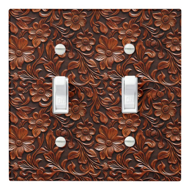 Western Cowgirl Brown Floral Light Switch Cover (In Situ)