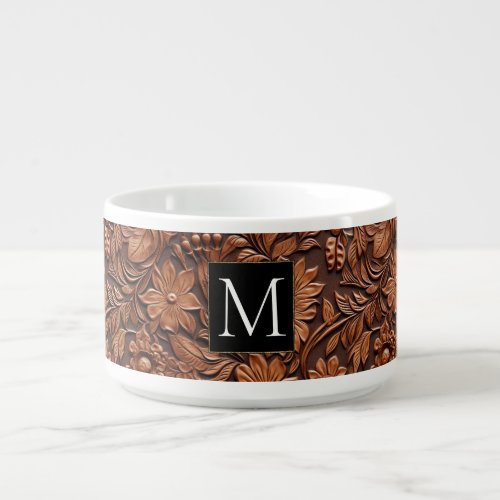 Western Cowgirl Brown Floral Monogram  Bowl