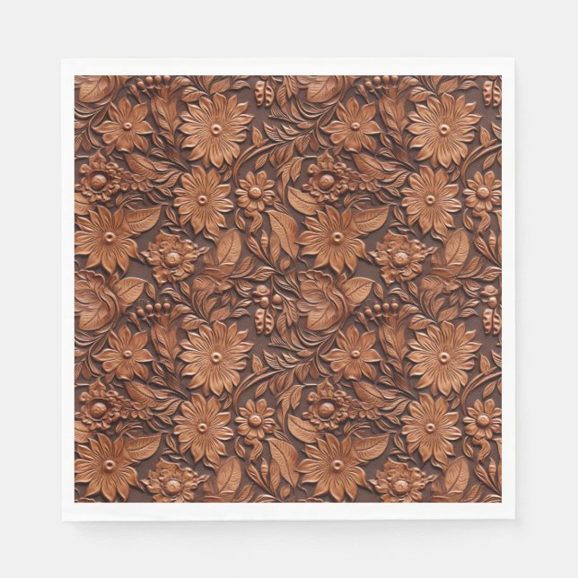Western Cowgirl Brown Floral  Napkins (Front)