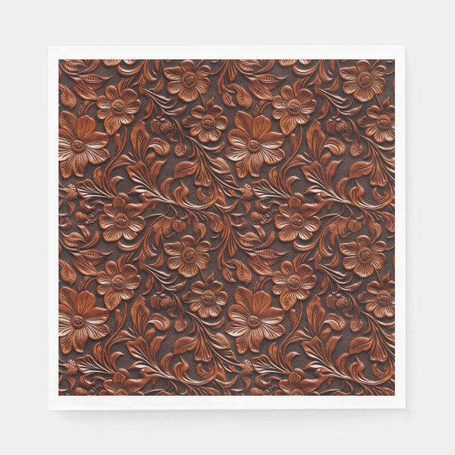 Western Cowgirl Brown Floral Napkins (Front)