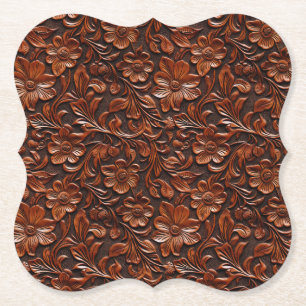 Western Cowgirl Brown Floral Paper Coaster