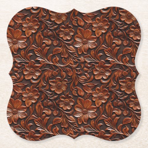 Western Cowgirl Brown Floral Paper Coaster