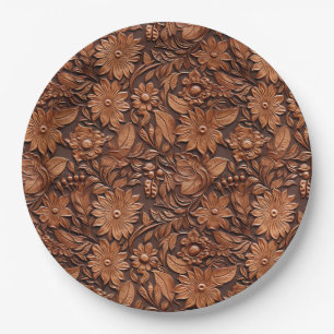 Western Cowgirl Brown Floral Paper Plates