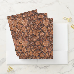 Western Cowgirl Brown Floral Pocket Folder
